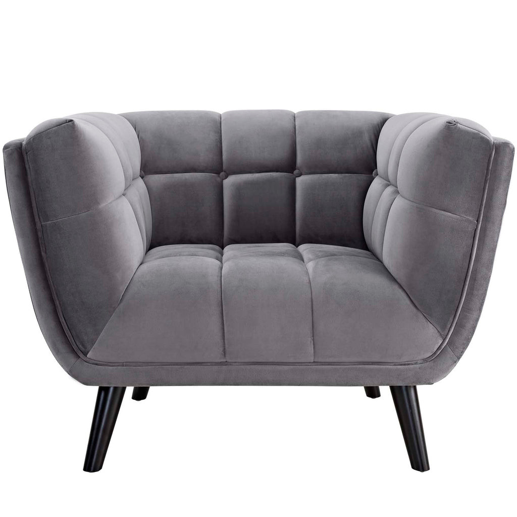Grey Velvet Armchair and Sofa Set U602541