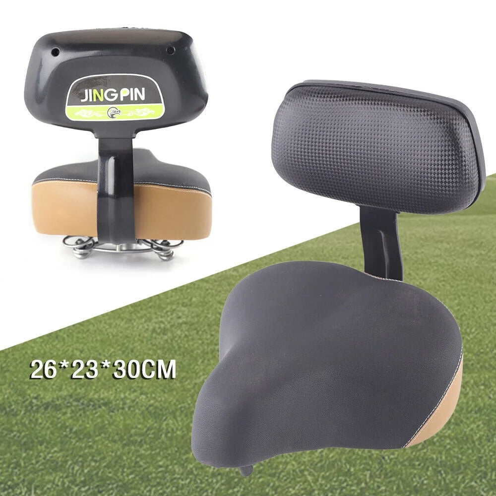 Black Comfort Bicycle Seat Saddle with Soft Back Rest 12" x 10" H2206