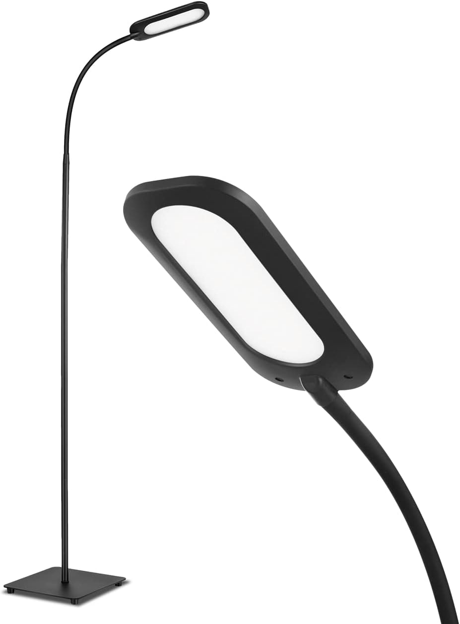 Black LED Floor Lamp with Adjustable Gooseneck U3043