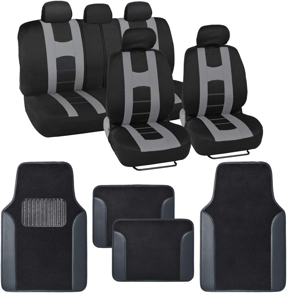 Light Gray Full Set Seat Covers with Car Floor Mats U95578