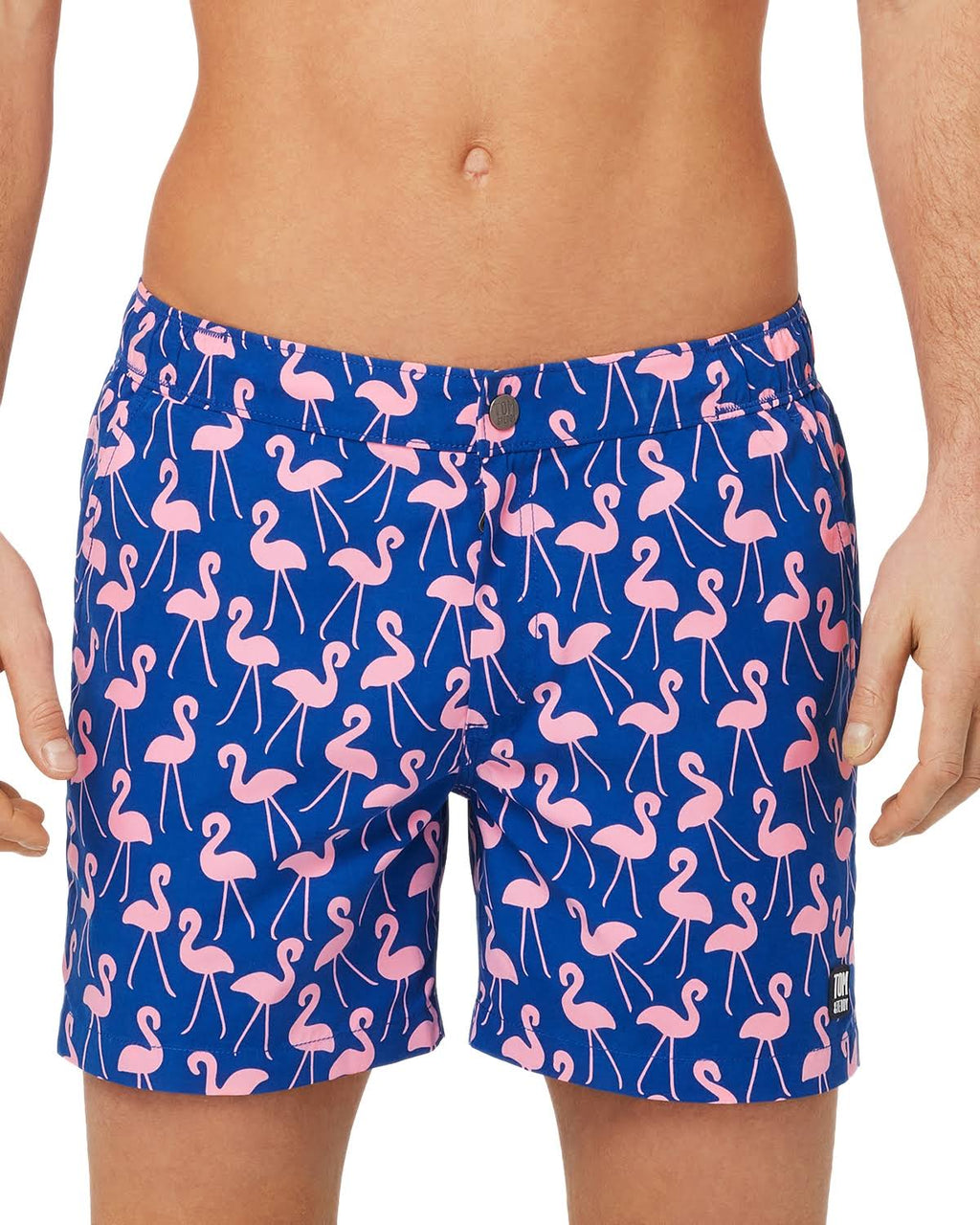 Rose/ Blue Flamingo Print Swim Trunks L4708