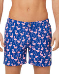 Rose/ Blue Flamingo Print Swim Trunks L4708