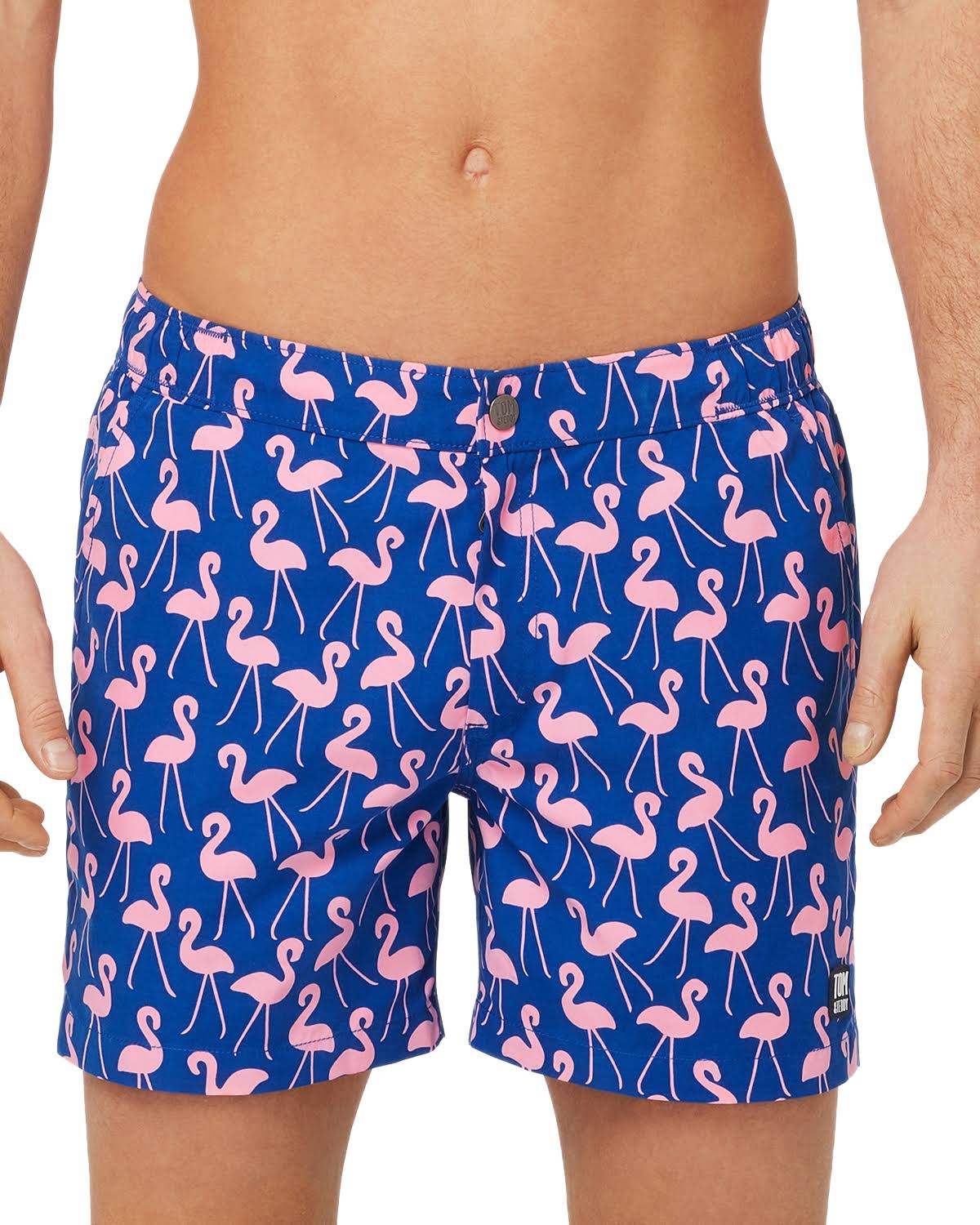 Rose/ Blue Flamingo Print Swim Trunks L4708