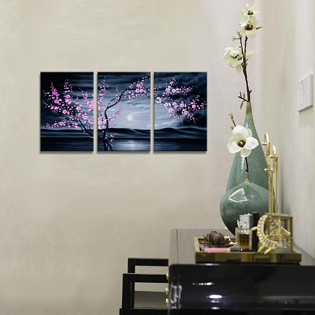 3 Pieces Purple Plum Blossom Canvas Painting Wall Art C604