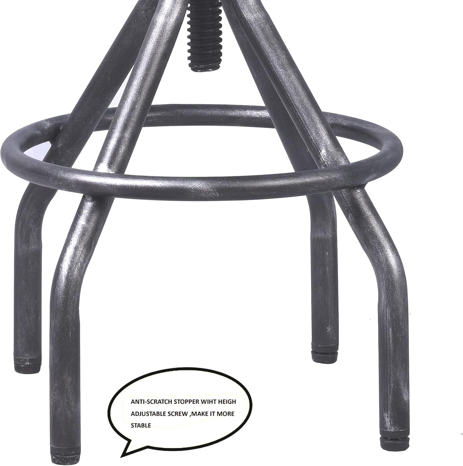 Industrial Vintage Bar Stool, Adjustable Pipe Stool, Cast Iron Stool, Swivel Bar Stool with Backrest, Metal Stool, Silver, Set of 2 F626