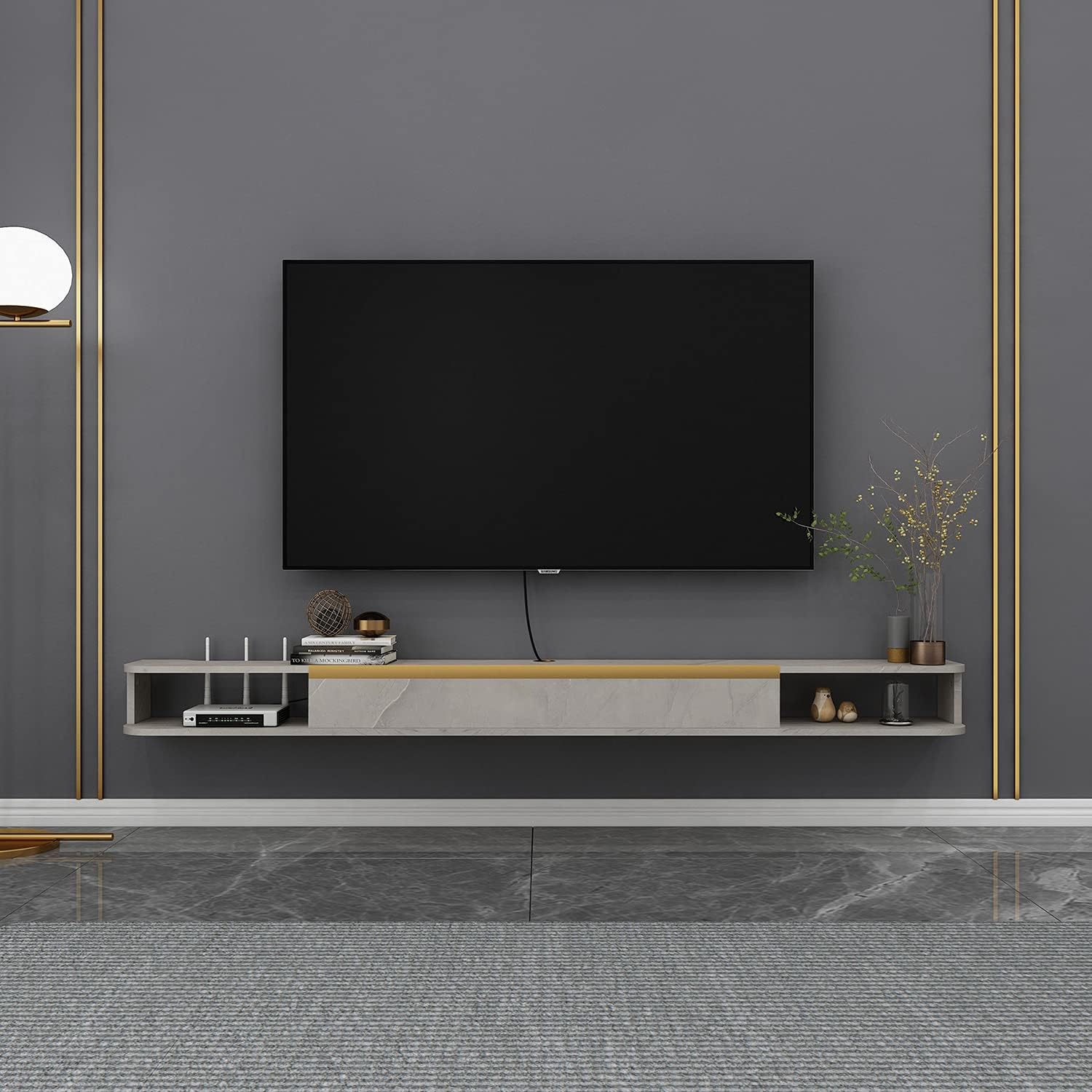 Light Gray Wall-Mounted Floating TV Stand I7248