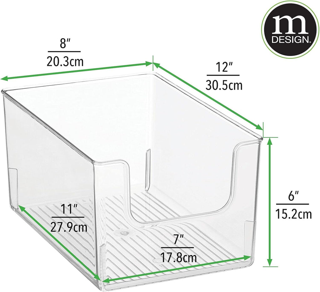 Clear Stackable Plastic Open Front Storage Organizer Bin Basket 4 Pack L69957