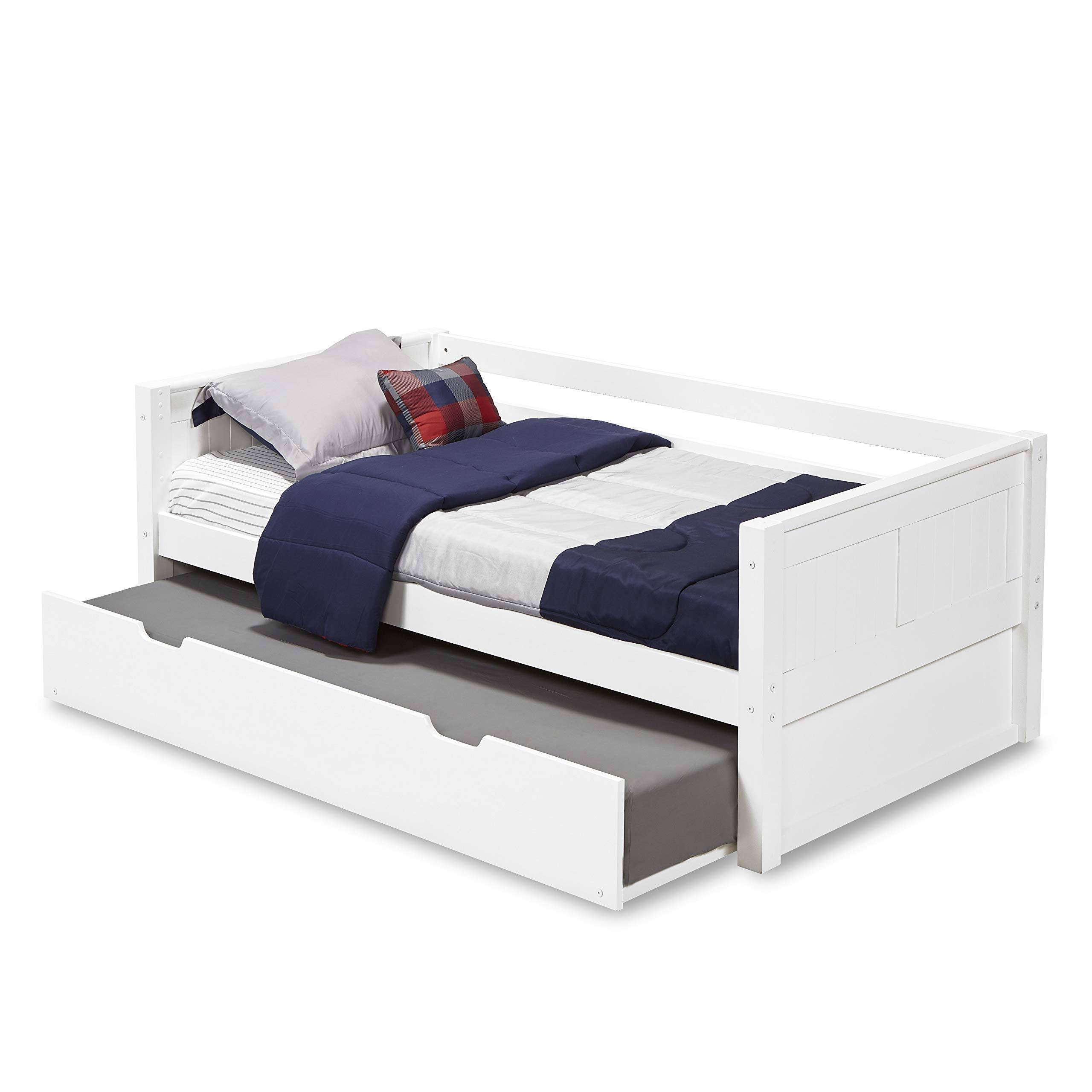 White Day Bed with Twin Trundle and Panel Headboard C4743