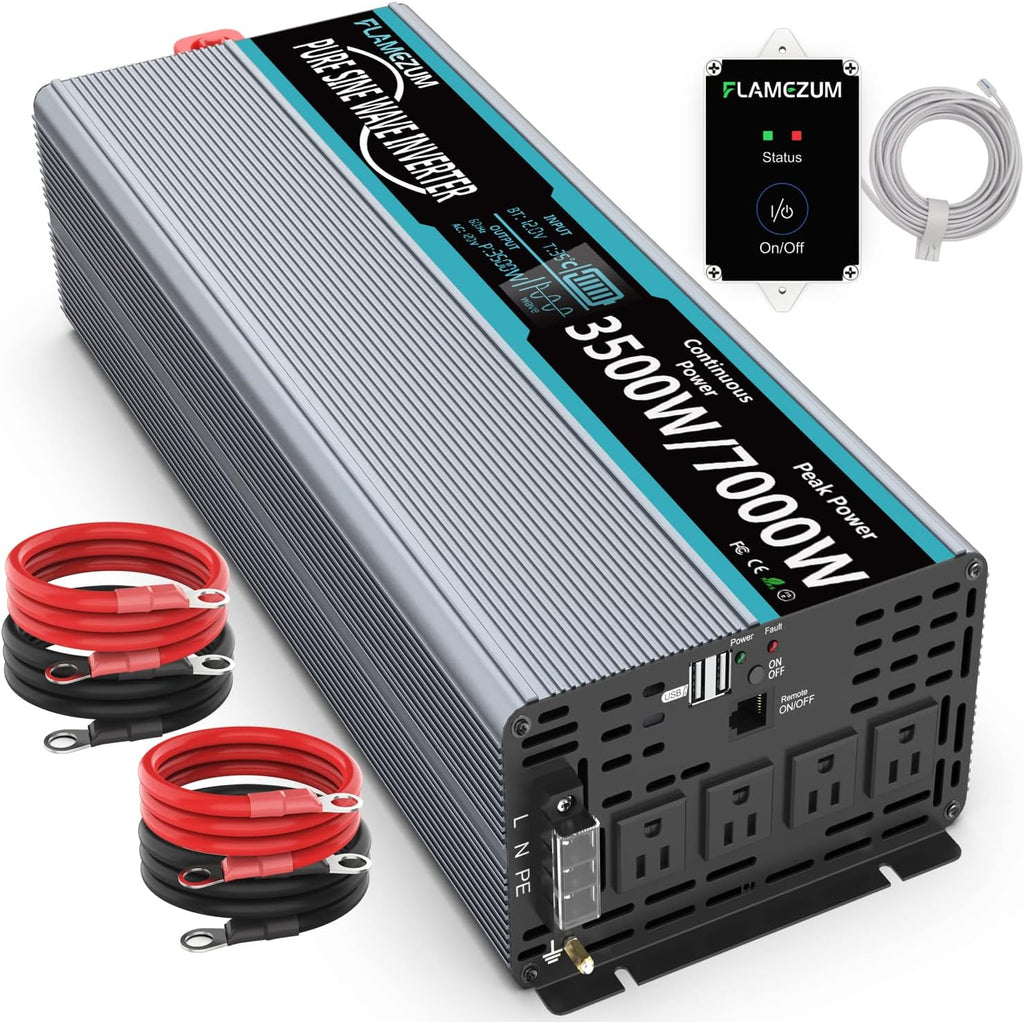 1500 Watt 12V DC to 110V AC Power Inverter with 3 AC Outlets and 2 USB Ports G865533