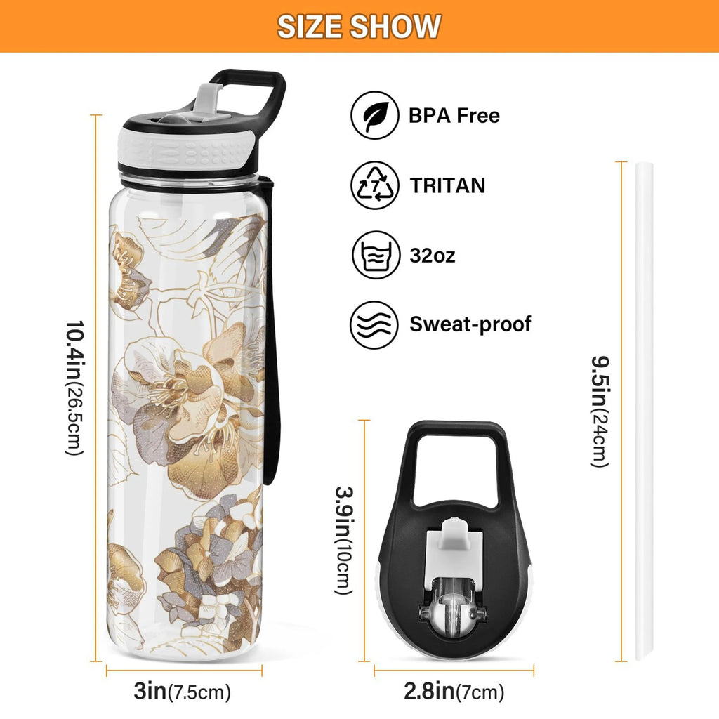 32oz Clear Tritan Water Bottle with Straw O918