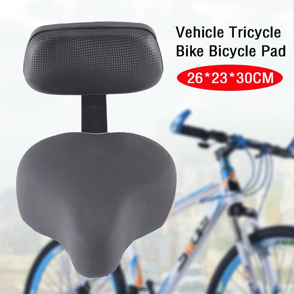 Black Comfort Bicycle Seat Saddle with Soft Back Rest 12" x 10" H2206