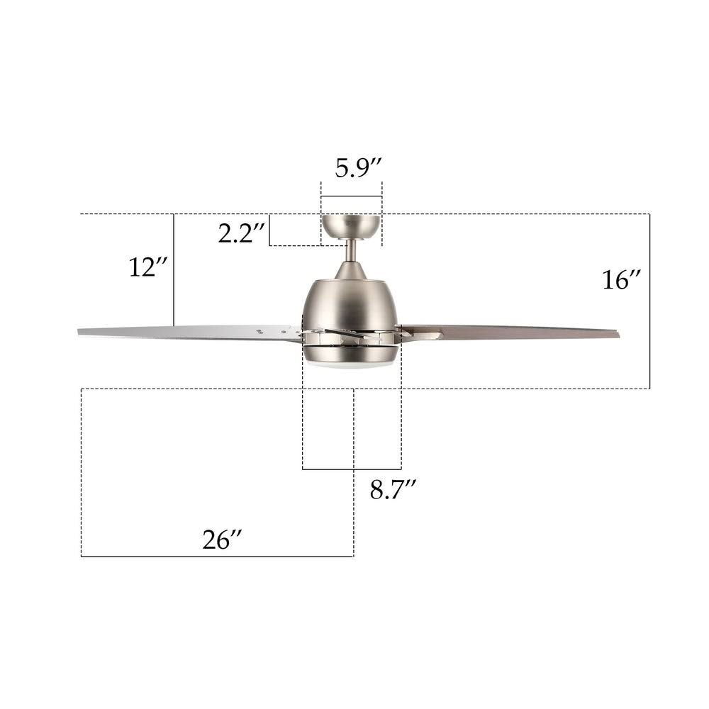 52x22 5-Blade Brushed Nickel Reversible Ceiling Fan with LED Light Kit and Remote Control B83908