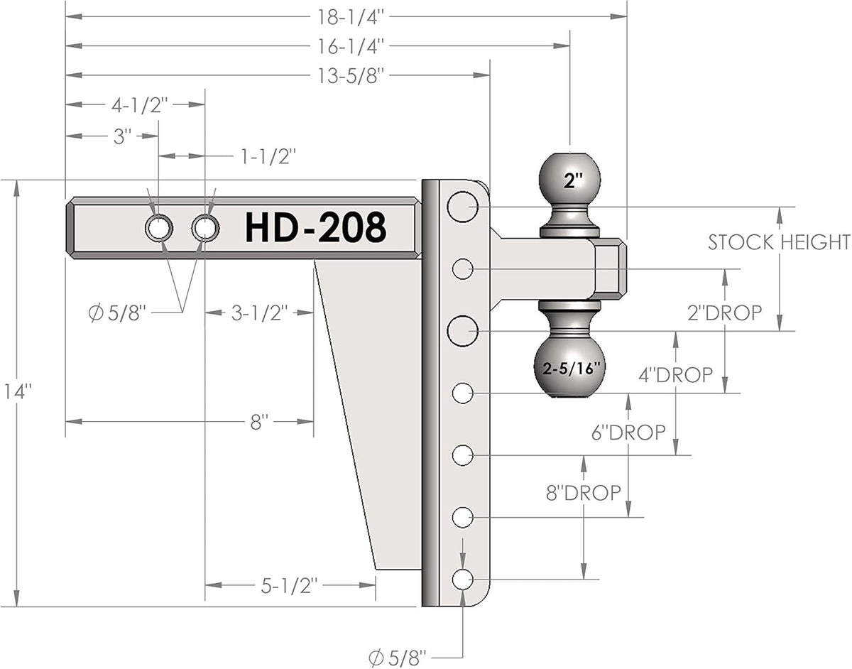 2.0" Adjustable Heavy Duty Trailer Hitch with Dual Ball K2068