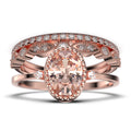 2.35 Carat Oval Cut Morganite And Diamond Moissanite Engagement Ring In 925 Sterling Silver With 18k Rose Gold Plating C4324