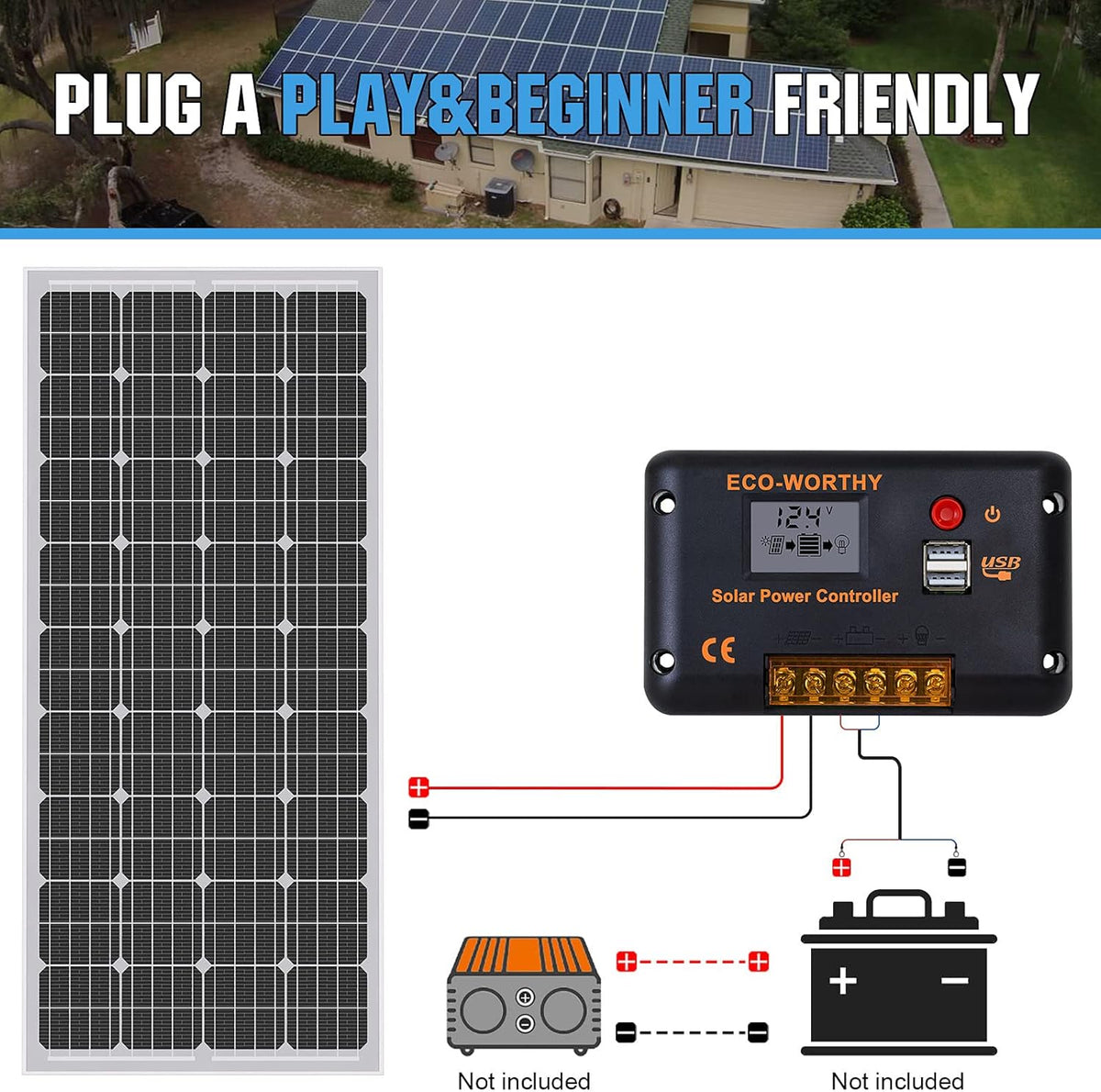 100 Watt 12 Volt Monocrystalline Solar Panel N36771