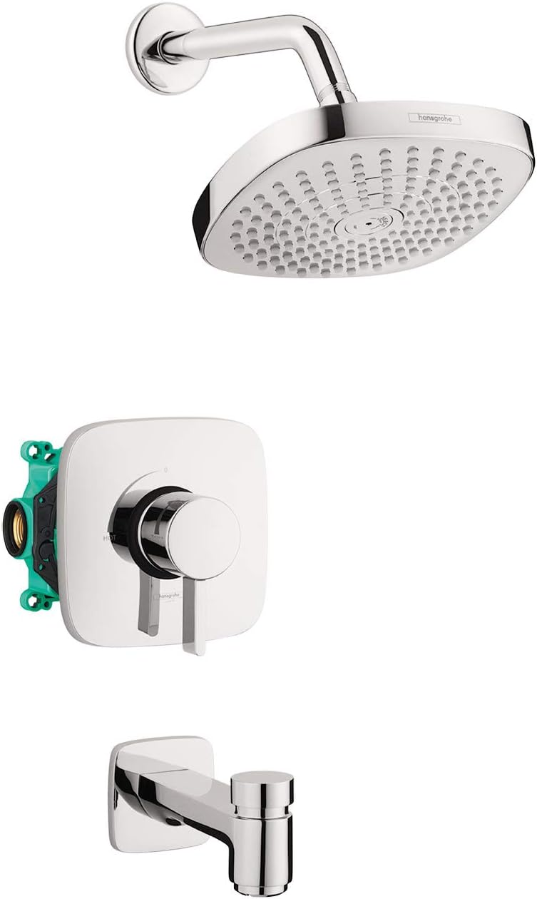 Brushed Nickel 2-Spray Shower System with Rough and Shower Valve Included R22963