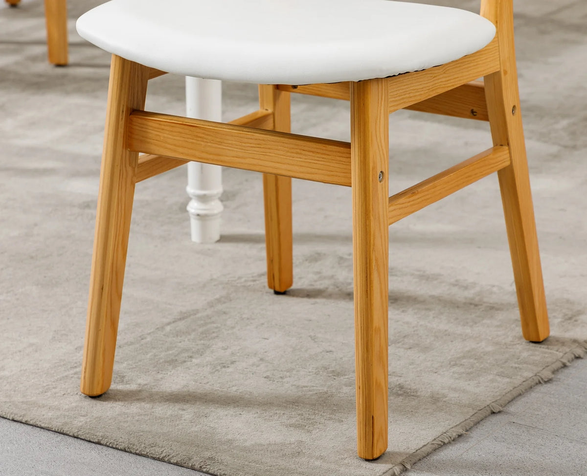 White Faux Leather Rattan Dining Chairs Set of 2 H55384