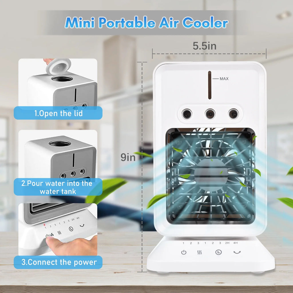 Portable USB Evaporative Air Cooler Fan with 3 Wind Speeds V765734