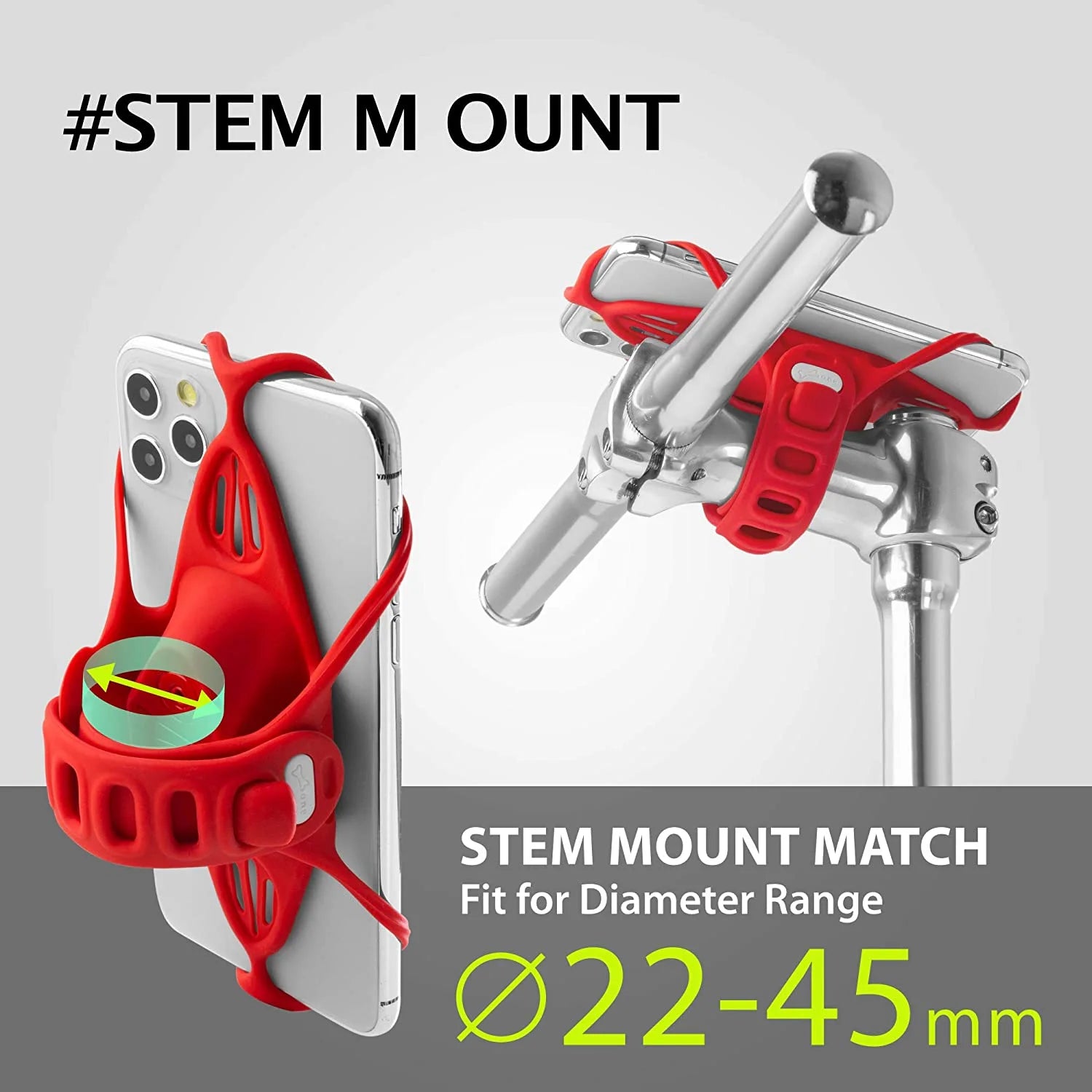 Red Bike Phone Mount for Stem Mounting 4.7"-7.2" Cell Phones G120742