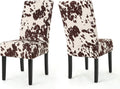 Milk Cow Dark Brown Velvet Dining Chairs, 2-Pcs Set L999