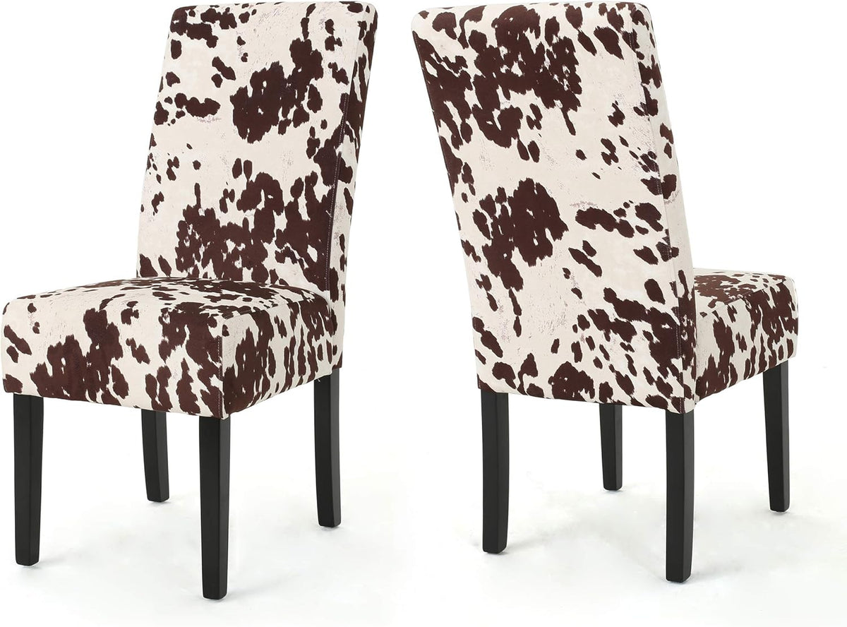 Milk Cow Dark Brown Velvet Dining Chairs, 2-Pcs Set L999
