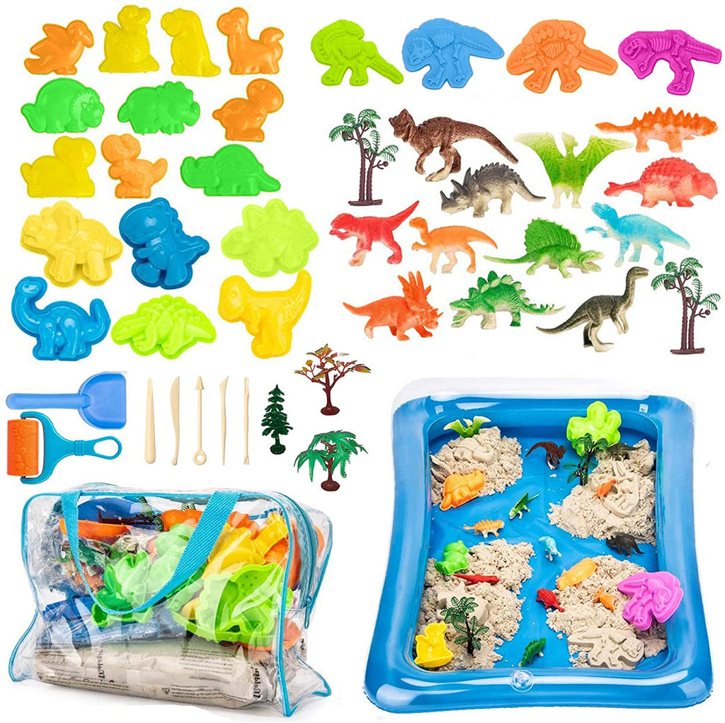 48 PC Dinosaur SandBox Toys with Sand Tray and Storage Bag G30548