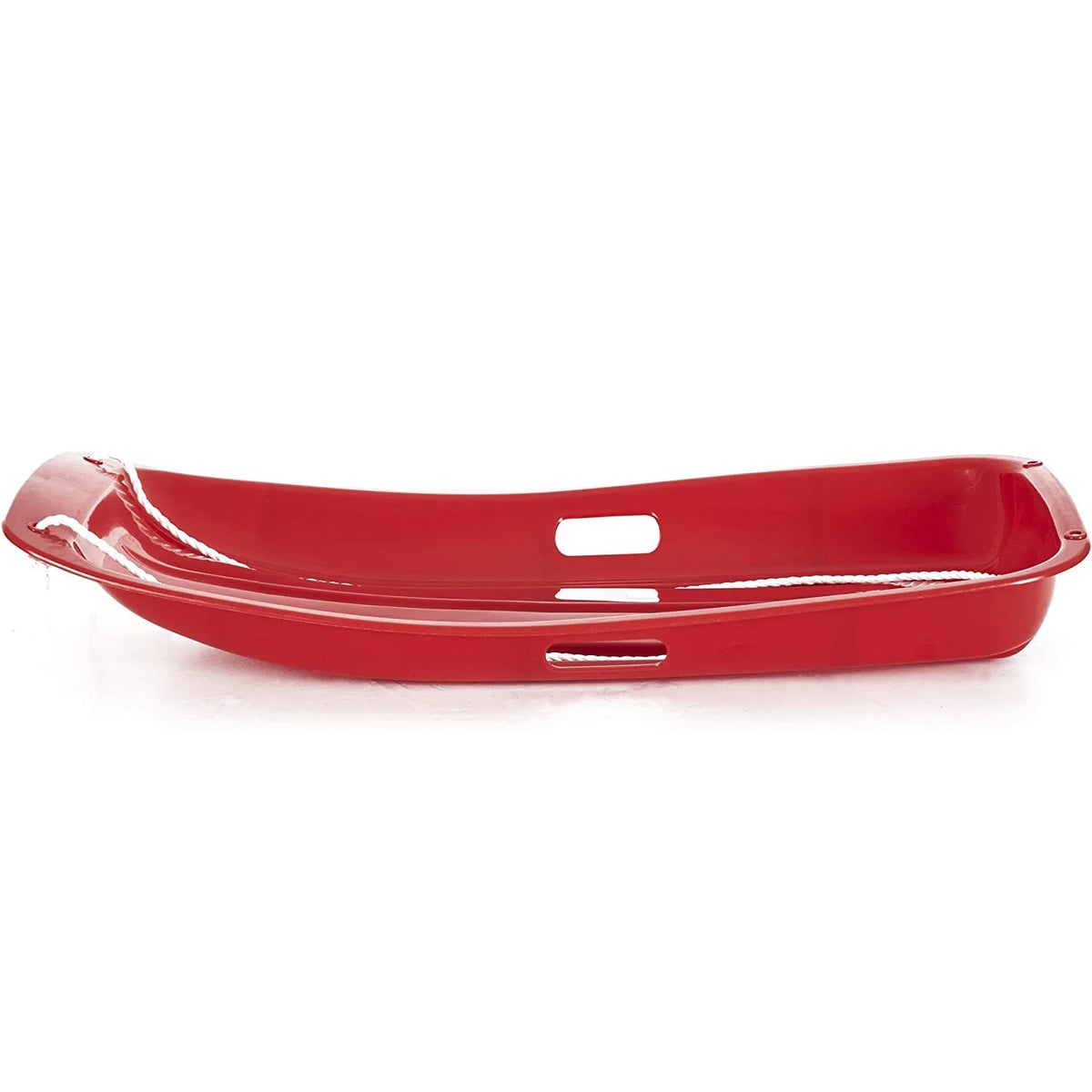 Red Slippery Plastic Snow Sled with Handles and Ropes, 35''x17'' R476