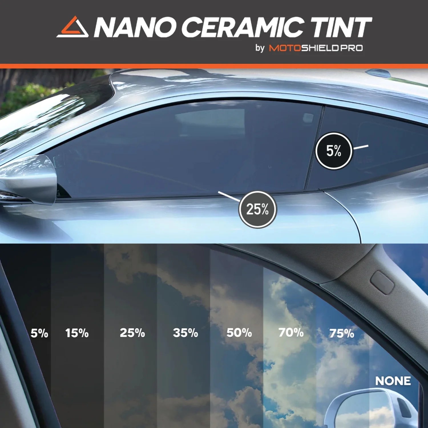 Ceramic Window Tint Film for 2014-2019 Chevrolet Silverado 2500 Crew Cab Front Windshield 75% F2292