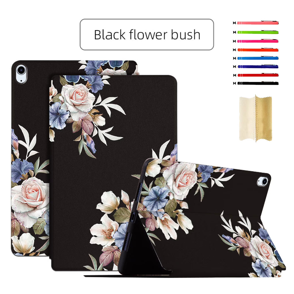 Black Flower Bush iPad 10.9 Inch Stand Cover W3624