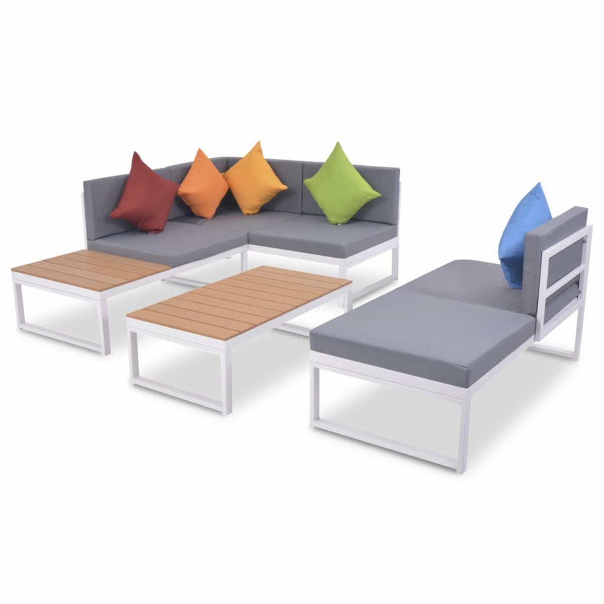 4 Piece Outdoor Conversation Sectional Sofa Set with Coffee Table Aluminum Frame Patio Lounge Set X653364
