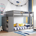 Gray Twin Over Twin Bunk Bed with 4 Drawer Storage Cabinet W64664