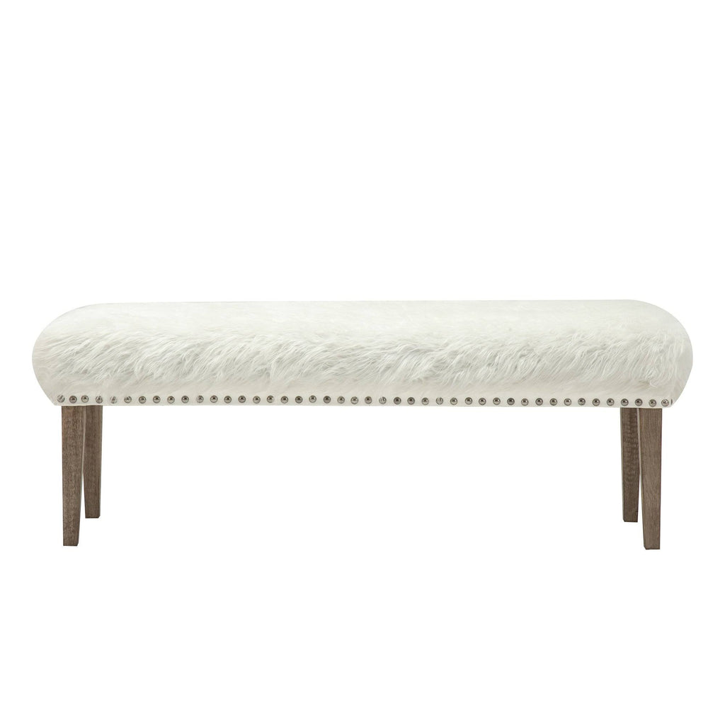 White Faux Leather Makeup Bench H14198