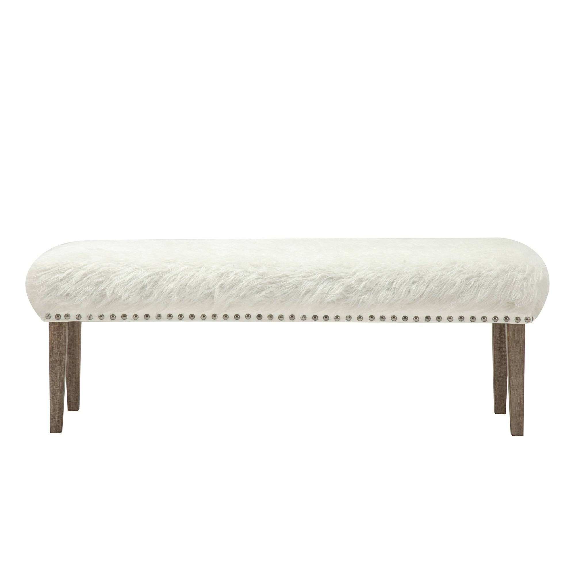 White Faux Leather Makeup Bench H14198
