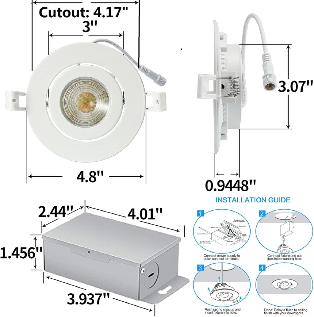 Smart Recessed Lighting 4 inch, Adjustable Eyeball Downlight, 9W, 2 Pack X782188