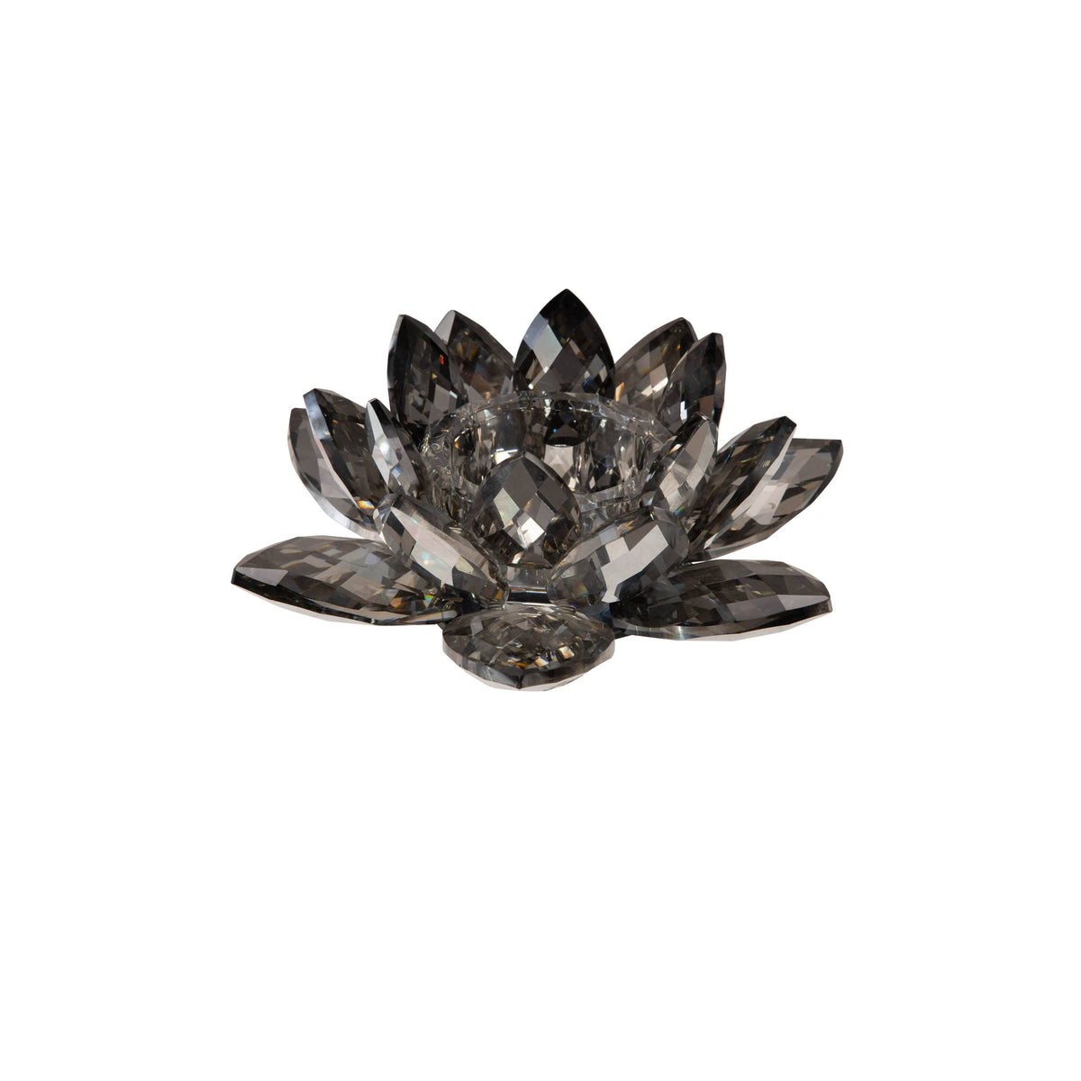 Black Crystal Lotus Votive Candle Holder Z2545