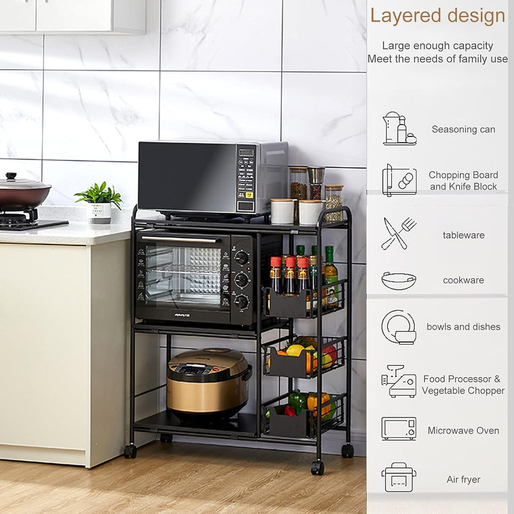 3-Tier Kitchen Standing Bakers Rack with Storage Basket Z474