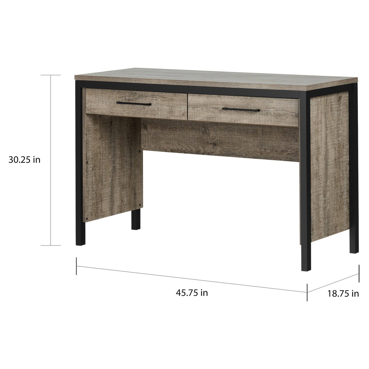 Matte Black/Weathered Oak Desk with Drawers R583008