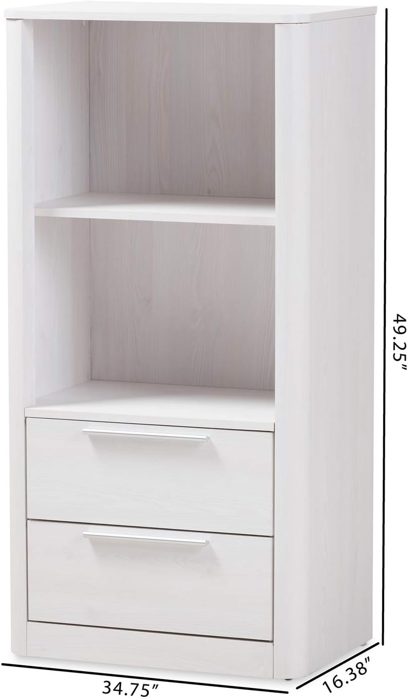 2 Shelf Bookcase in Whitewash Q12840