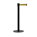 Retractable Belt Barrier Stanchion with Steel Base, Black Post, 11Ft. Belt H742962
