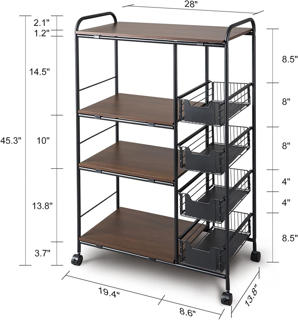 3-Tier Kitchen Standing Bakers Rack with Storage Basket Z474