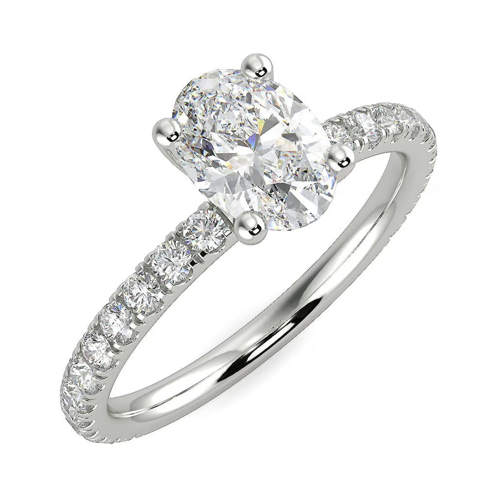 Oval Lab Grown Diamond Engagement Ring in 14k White Gold M4065