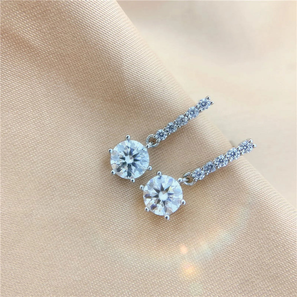 2 Carat D Color VVS1 Moissanite Dangle Earrings S925 Sterling Silver Drop Earrings F38076