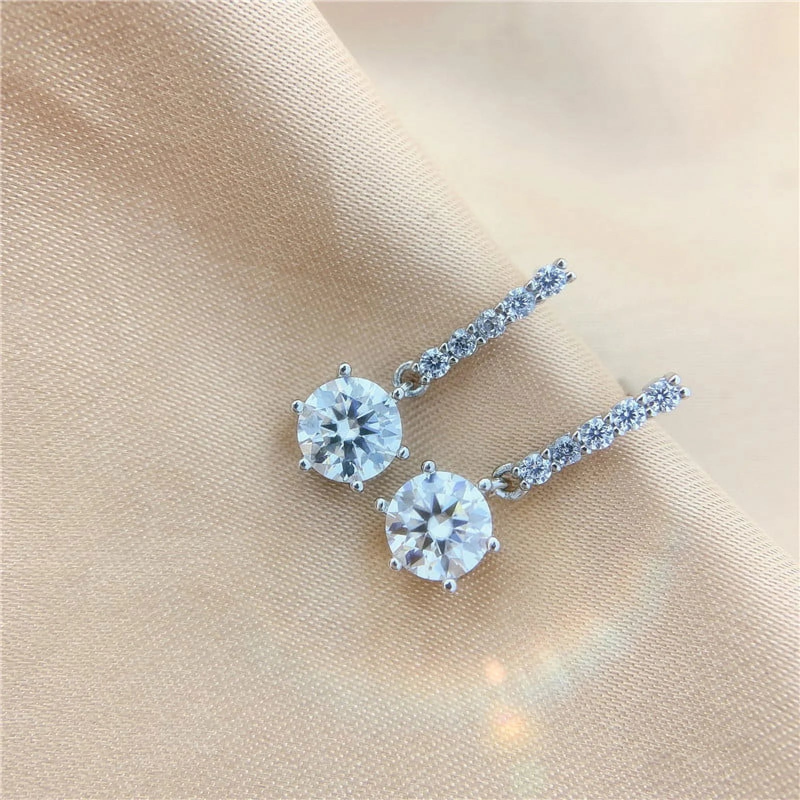 2 Carat D Color VVS1 Moissanite Dangle Earrings S925 Sterling Silver Drop Earrings F38076