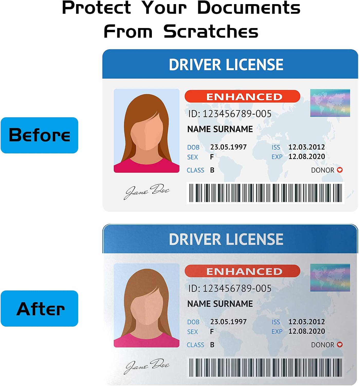 30 Pieces Clear Self Stick ID Card Protective Overlay, 2.05 x 3.3 Inch A57869