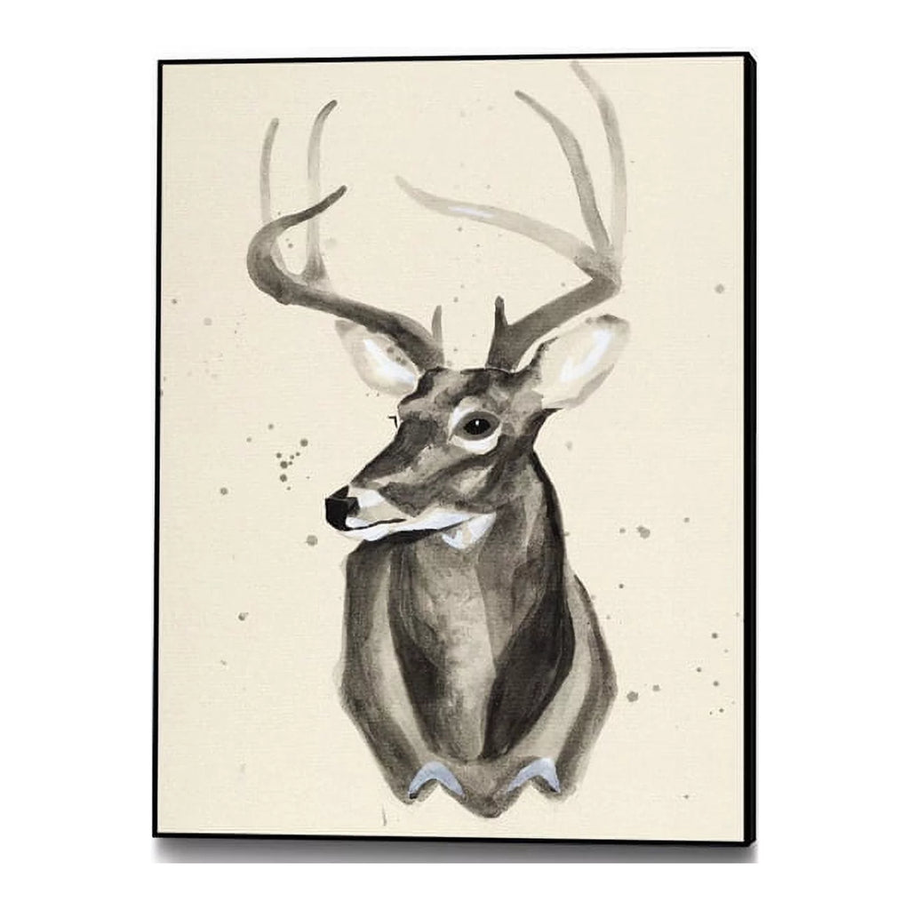 Canvas 24x32 Watercolor Deer Head 3 Framed in Multi-Color C35271