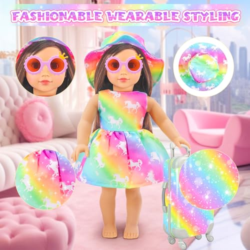 18 Inch Doll Travel Set Including Suitcase Luggage and Dress Q8794