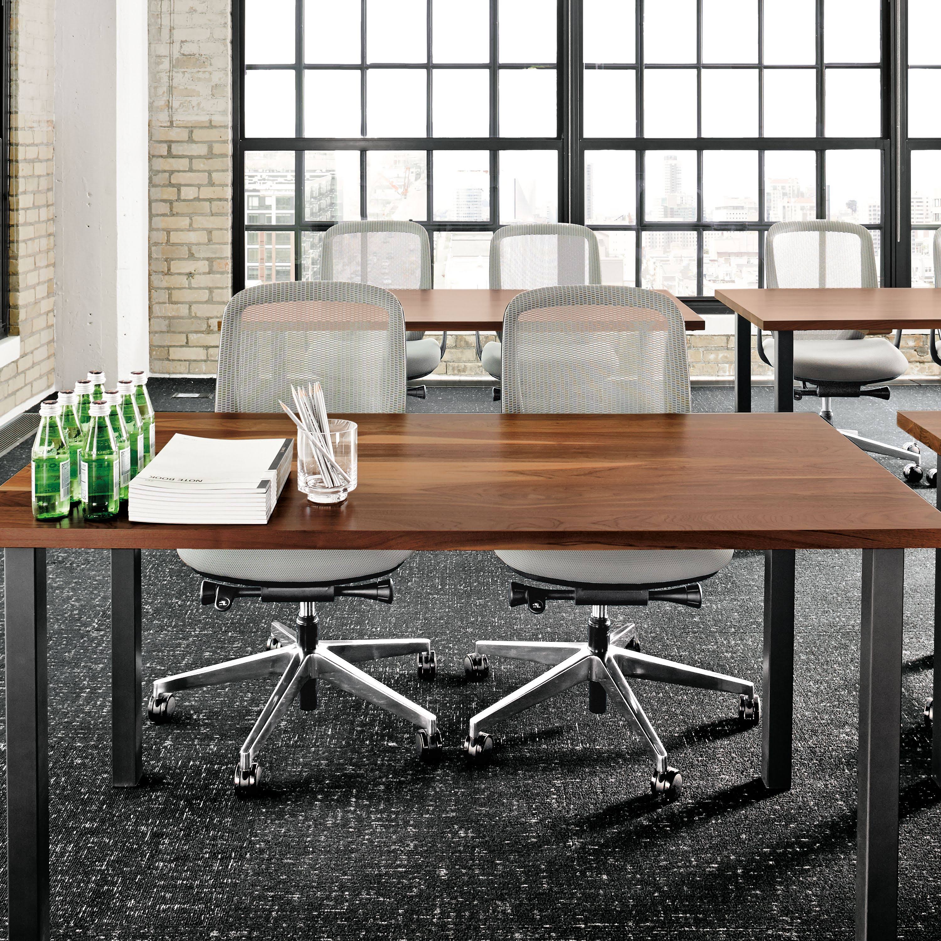 Walnut Top Square Table with White Base Y521315