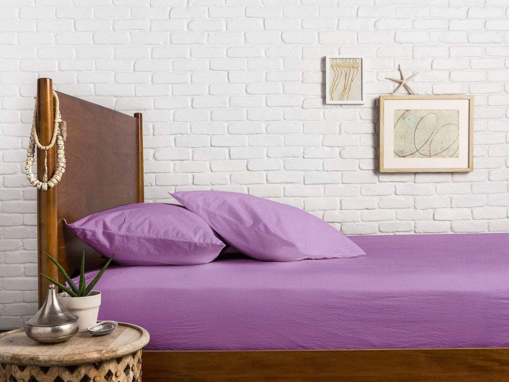 Lilac Full Fitted Sheet with Elastic All Around, 100% Egyptian Cotton, Pack of 2 X4255