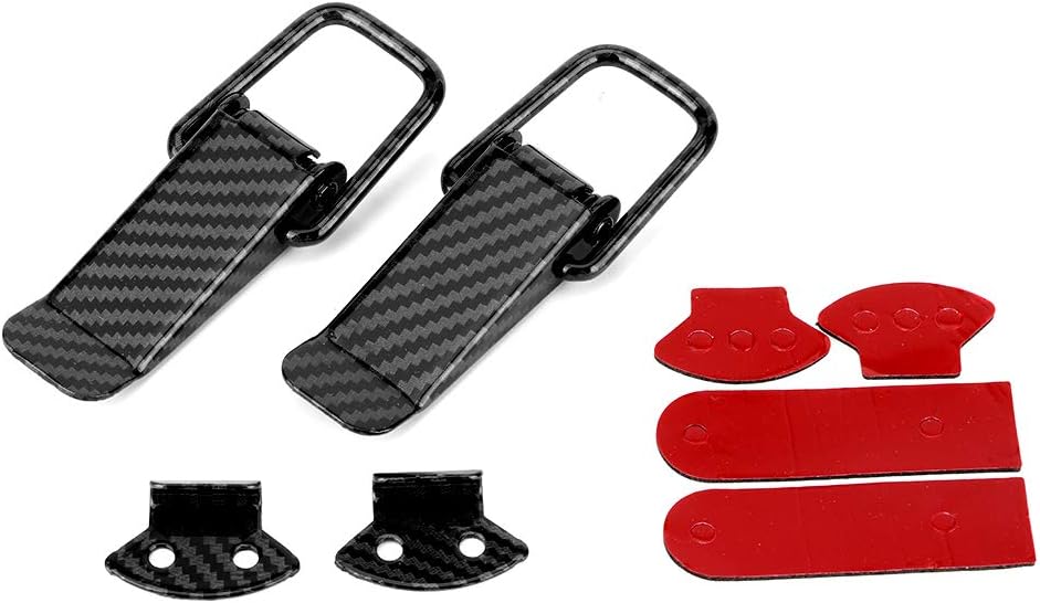 Black Carbon Fiber Texture Quick Release Hood Clip Pack of 2 B839