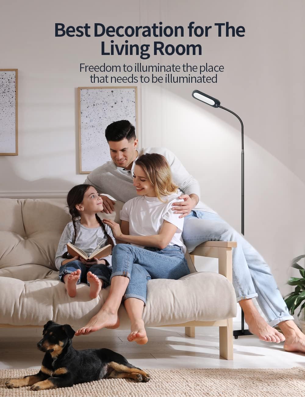Black LED Floor Lamp with Adjustable Gooseneck U3043